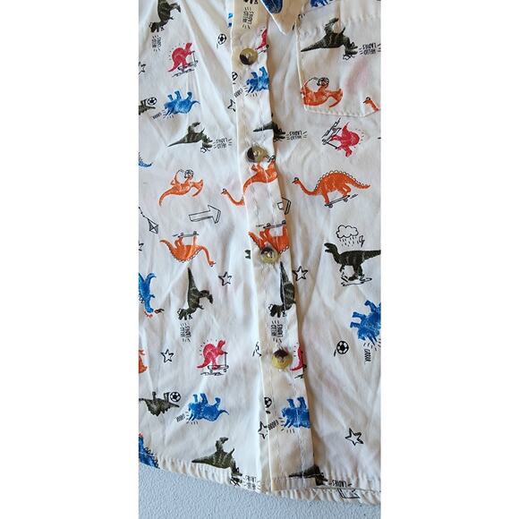 Nannette Kids Boys Size Dinosaur Button Down Long Sleeve Shirt 18 Months Dinos - Picture 2 of 9